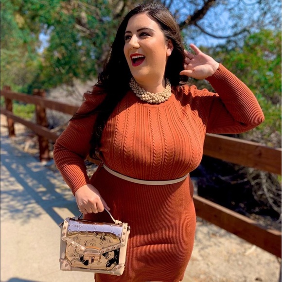 $9 flash sale (24 hr) Brown knit sweater dress plus size 2x 2XL with belt - Picture 3 of 7